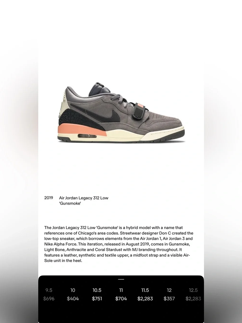 Air Jordan Legacy ‘312’ Low Gunsmoke - Picture 8 of 8